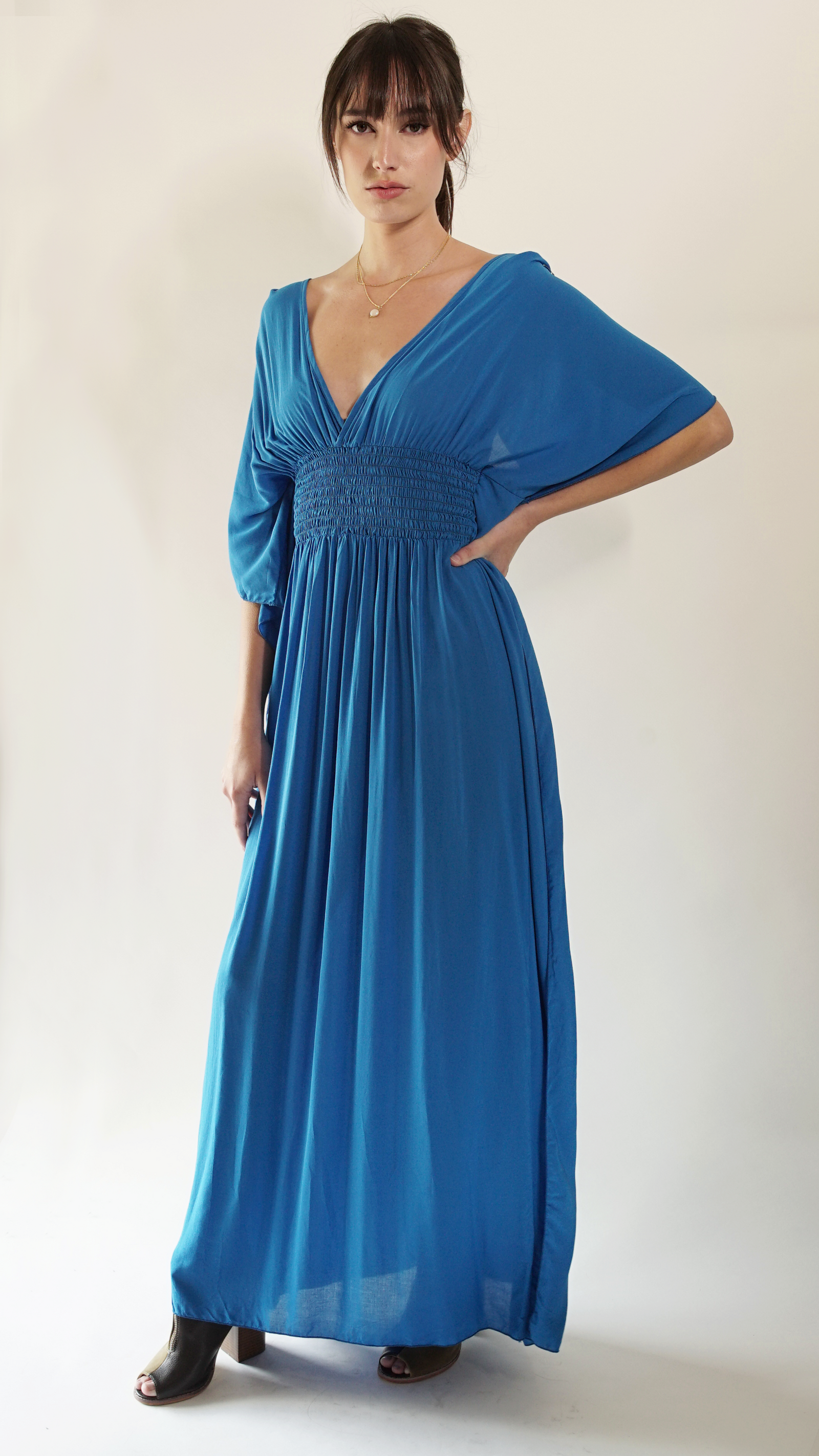 Deep V Open Back Maxi Dress